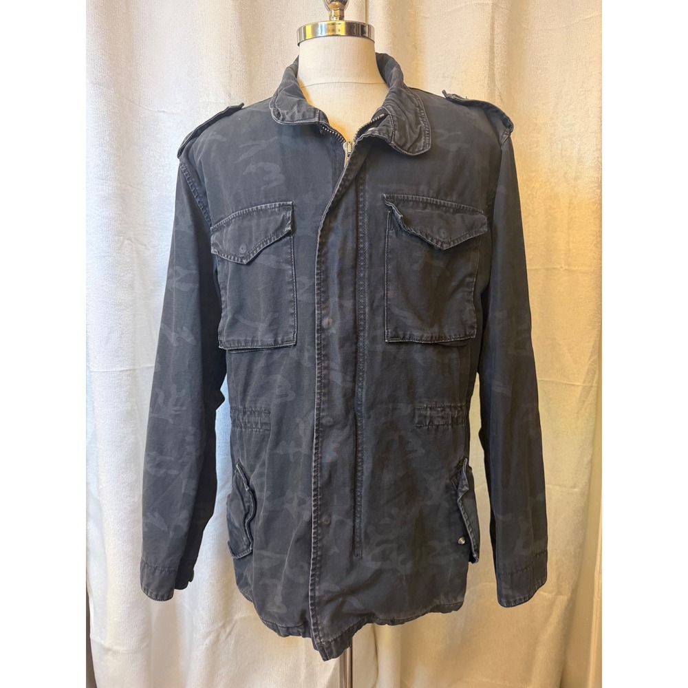 Y2K Levis Tab Twills Mens XL Camo Field Jacket Black Military Utility Cotton